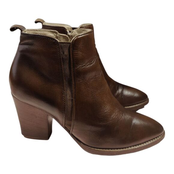 AQUATALIA Fiddle Brown Leather Ankle Boot Size 7.5 - Picture 2 of 9